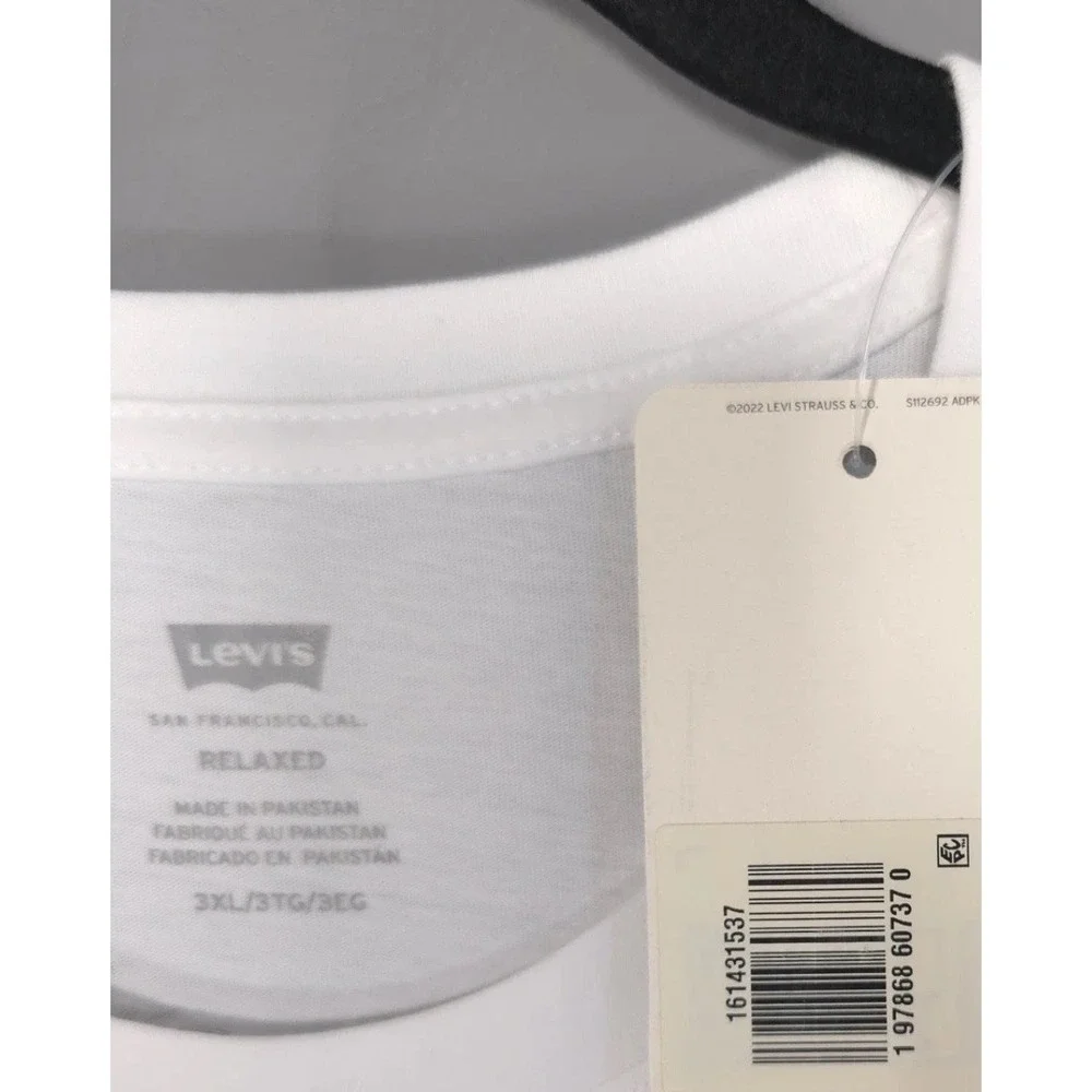 LEVIS New Men's T-shirt Graphic 3XL White Tropical Logo‎ Relaxed Fit 100% Cotton